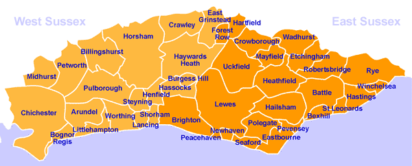 Sussex Map of Hotels